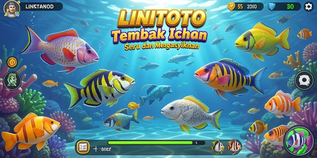 Tampilan gameplay seru di LINITOTO saat menembak ikan.