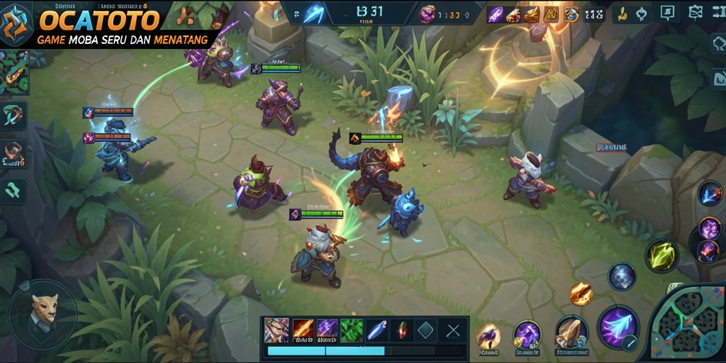 Screenshot gameplay OCATOTO yang dinamis dan penuh aksi.