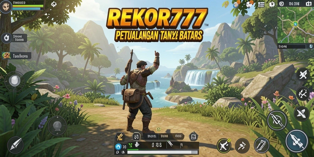 Screenshot gameplay REKOR777 yang menunjukkan dunia terbuka yang luas dan indah.